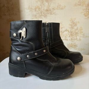Milwaukee black leather Delusion Zipper Engineer buckle motorcycle biker boots